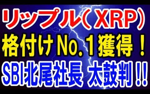 【仮想通貨】リップル（XRP格付けNo 1獲得！SBI北尾社長太鼓判！！【暗号通貨】