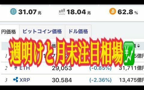 【仮想通貨】リップル最新情報‼️週明けと月末注目相場💹