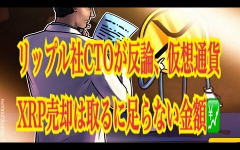 【仮想通貨】リップル最新情報‼️リップル社CTOが反論、仮想通貨 XRP売却は取るに足らない金額💹