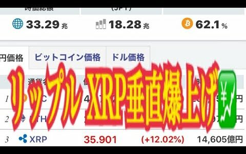 【仮想通貨】リップル最新情報‼️リップル XRP垂直上げ💹