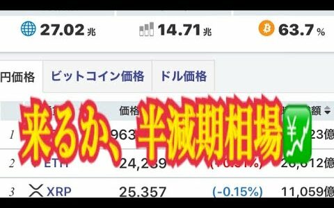 【仮想通貨】リップル最新情報‼️来るか、半減期相場💹