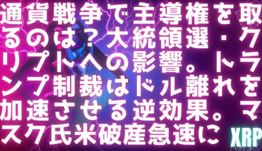 通貨戦争勃発、主導権を取るのは？ / 大統領選・クリプトへの影響 / トランプ制裁はドル離れを加速させる / マスク氏米破産急速に #リップル最新情報 #米大統領選 #xrp