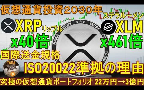 【仮想通貨投資2030年、XRP40倍、XLM461倍】国際送金規格ISO20022準拠の理由【22万円を3億円にする究極の仮想通貨ポートフォリオ(ビットコイン,リップル、ステラルーメン)】