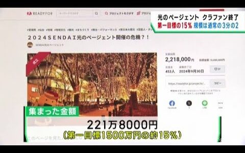 ＳＥＮＤＡＩ光のページェント　クラウドファンディングは目標の１５％で終了　開催規模は通常の２／３に