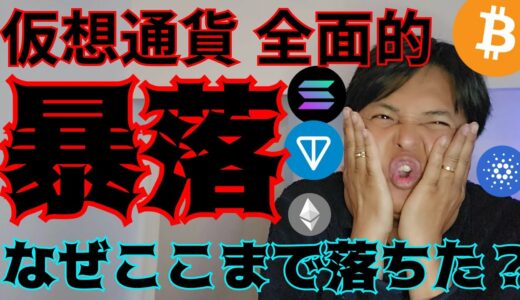 【仮想通貨 全面的に暴落】ビットコイン アルトコイン なぜここまで落ちた？？